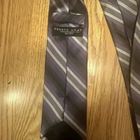 Men’s Tie Accessories Purple Striped Neck Tie - Picture 4 of 4